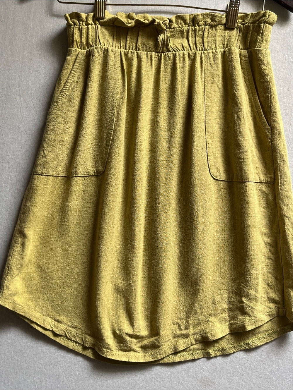 Emberley 100% Linen Yellow Paperbag Waist Skirt Sz M